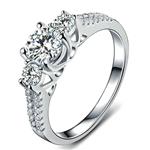 Scott ALlah Design White Sapphire Lady's 10K White Gold Filled Jewellry Wedding Ring Three Stone Engagement Ring Style