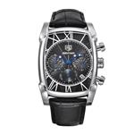 Black Men's Watches Analog Quartz Business Casual Wrist Watch for Men Chronograph Calendar Genuine Leather Strap (Black Dial)