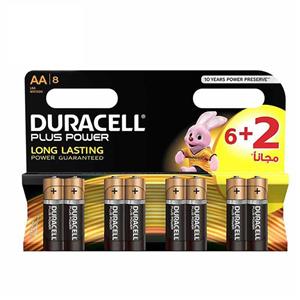 باتری قلمی دوراسل مدل Plus Power Duralock بسته 8 عددی Duracell Plus Power Duralock AA Battery Pack Of 8