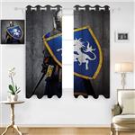 Lush decor blackout curtains - 96W x 108L Inch- Blackout draperies for bedroom living room.Medieval Medieval Knight Holding Shield and Sword Aged History usty Dign Artwork Navy Blue Yellow Grey.