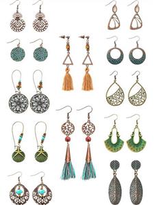 12 Pairs Vintage Boho Earrings Geometric Dangle Pendant Earrings Turquoise Earrings for Women Girls Supplies 