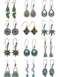 12 Pairs Vintage Boho Earrings Geometric Dangle Pendant Earrings Turquoise Earrings for Women Girls Supplies 