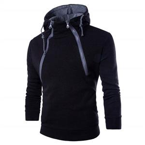 Usstore  👕 Men's Casual Long Sleeve Zipper Patchwork Hoodie Hooded Sweatshirt O-Neck Top Tee Outwear Blouse