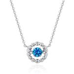 VANA JEWELRY Heart Necklaces for Women Dance Diamond Birthstone Pendant Charms Sterling Silver Chain Necklace Teen Girls Blue White Rose Gold Open Triangle Crown Crystal Cubic Zirconia Dainty Gift