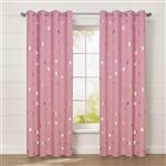 Anjee Cute Pink Blackout Curtains for Girls' Bedroom, Silver Star Print Thermal Insulated Window Curtains, 52 x 84 Inches, 2 Panels, Baby Pink
