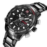 Mens Watches Waterproof Stainless Steel Quartz Watch Big Face Dual Display Digital Sports Wrist Watch Men