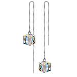 AllenCOCO 925 Silver SWAROVSKI Crystals Long Tassel Threader Dangle Drop Earrings