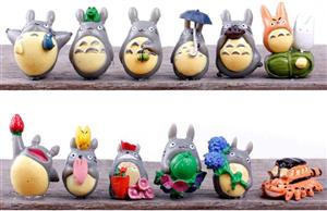 Thedmhom 12 Pcs New Cute Kawaii Animal Cartoon Anime Cat Totoro Ornaments Craft Bonsai Plant Garden Deco Home Room Decor Moss Micro Landscape Decoration DIY Accessories Novelty Gift Kids Mini Toy 