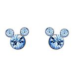 Disney Silver Plate Mickey Mouse Crystal Birthstone Stud Earrings