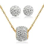 Jstyle Stainless Steel Cubic Zirconia Necklace for Women Ball Stud Earrings Jewelry Set Elegant