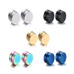 5Pair Unisex Punk Style Round Magnetic Non-Piercing Clip On Stud Earrings