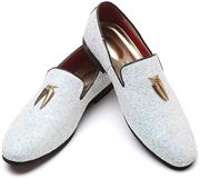 Men's Modern Glitter Tuxedo Slip-on Loafers Luxury Metallic Sequins Textured Wedding Prom Dress Shoes