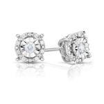 Sterling Silver Best Selling Halo Diamond Earrings 1/4ctw Pair or 1/8ctw Single Princess or Round