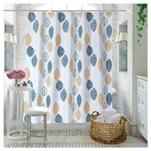 LanMeng Elegance Luxury Bathroom Fabric Shower Curtain, Simply Drawing of Leaves, Waterproof, 72-by-72 inches 