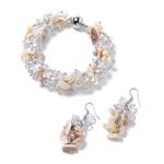 Shell Clear Beads Earrings and Magnetic Clasp Bracelet Jewelry for Women 8