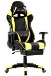 Ficmax Massage Gaming Chair Ergonomic Gamer Chair with Footrest Reclining Game Chair with Armrest High Back PC Gaming Chair Heavy Duty Racing Office Chair with Head and Lumbar Support(Black/Yellow)