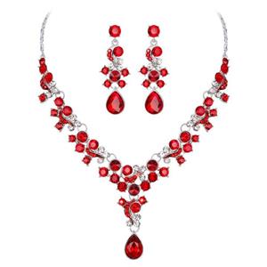 LLguz Women Unique Charm Prom Fashion Elegant Jewelry Crystal Rhinestone Necklace+Earring Set 