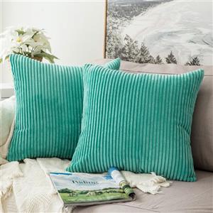 MIULEE Pack of 2, Corduroy Soft Soild Decorative Square Throw Pillow Covers Set Cushion Cases Pillowcases for Sofa Bedroom Car 18 x 18 Inch 45 x 45 cm