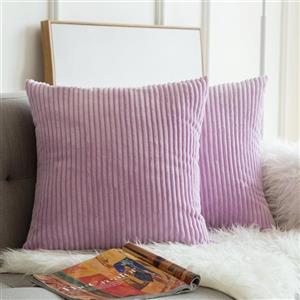 MIULEE Pack of 2, Corduroy Soft Soild Decorative Square Throw Pillow Covers Set Cushion Cases Pillowcases for Sofa Bedroom Car 18 x 18 Inch 45 x 45 cm