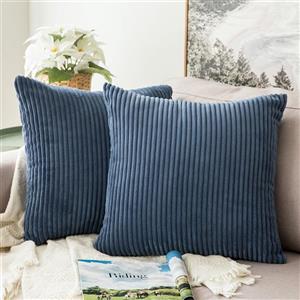 MIULEE Pack of 2, Corduroy Soft Soild Decorative Square Throw Pillow Covers Set Cushion Cases Pillowcases for Sofa Bedroom Car 18 x 18 Inch 45 x 45 cm