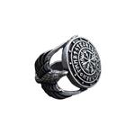 SanLan Vegvisir Ring Triskele Ring Norse Viking Ring Magic Compass Viking Jewel Iceland Runic Compass Futhark Runes Stave Nordic Jewelry