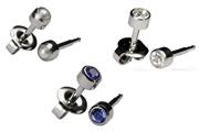 Ear Piercing Earrings Silver 3 Pairs Of 4mm Stainless Steel With Gem 16ga Studex Studs Hypoallergenic