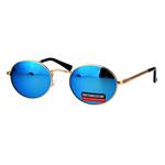 Mens 90s Gangster Rapper Mirror Lens Oval Retro Metal Rim Sunglasses