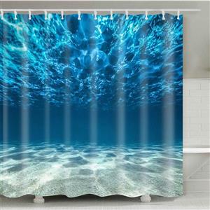 LYWYGG 72 X 72 Inch Bathroom Decor Ocean Shower Curtain Blue Sea Bottom Shower Curtains Undersea Water and Wave Shower Curtains - Waterproof Fabric Polyester 974-M 
