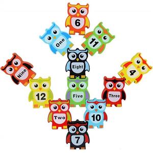 Mayco Bell Wooden Toy Building Block Owl Balance Table Game Early Educational Brick Toys for Children Play A 