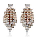 Women's Gold-plated Multi-Layers CZ Rhinestones Drop Dangle Statement Earrings