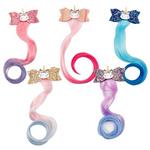 Unicorn Glitter Hair Bows Princess Dress up Braided Curly Wig with Alligator Clips for Girls Costume Hair Accessories 5pcs