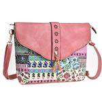 Crossbody Bags for Women, Messenger Shoulder Bag Bohemian Floral Side Purse Girls，Vintage Hollow PU Leather bag 