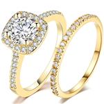 Jude Jewelers Silver Rose Gold 1.5 Carat Wedding Engagement Eternity Bridal Ring Set