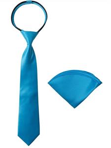 Spring Notion Boys' Satin Zipper Necktie and Handkerchief Set