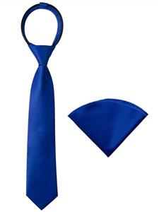 Spring Notion Boys' Satin Zipper Necktie and Handkerchief Set