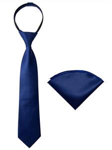 Spring Notion Boys' Satin Zipper Necktie and Handkerchief Set