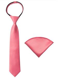 Spring Notion Boys' Satin Zipper Necktie and Handkerchief Set