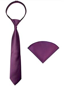 Spring Notion Boys' Satin Zipper Necktie and Handkerchief Set