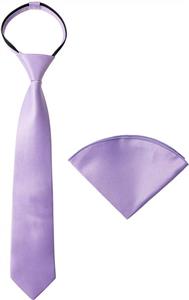 Spring Notion Boys' Satin Zipper Necktie and Handkerchief Set