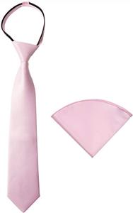 Spring Notion Boys' Satin Zipper Necktie and Handkerchief Set