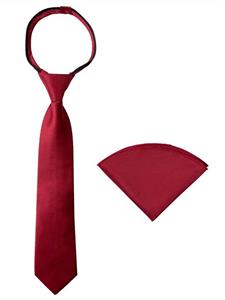 Spring Notion Boys' Satin Zipper Necktie and Handkerchief Set