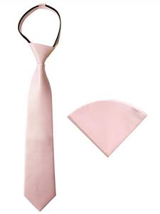 Spring Notion Boys' Satin Zipper Necktie and Handkerchief Set