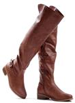 LUSTHAVE Women's Over The Knee High Flat Riding Boots - Low Stacked Heel - Buckle Decor Side Zipper