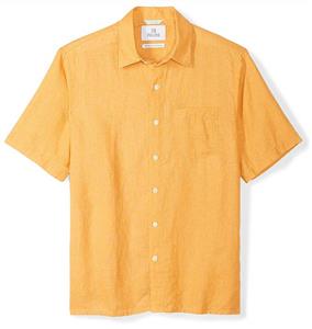 Amazon Brand - 28 Palms Men's Relaxed-Fit Short-Sleeve 100% Linen Shirt 