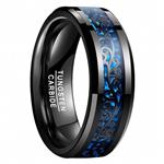 Womens Mens Ring Wedding Bands Engagement Ring Plating Black Tungsten Carbide Ring Inlaid Vine Pattern Blue Carbon Fiber Men's Jewelry