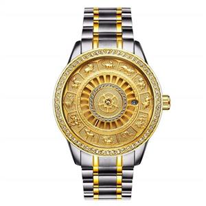 TEVISE Automatic Mechanical Watch for Men Skeleton Zodiac Watches Waterproof Luxury Gold Wristwatch 