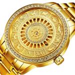 TEVISE Automatic Mechanical Watch for Men Skeleton Zodiac Watches Waterproof Luxury Gold Wristwatch