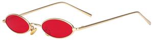 AOOFFIV Vintage Slender Oval Sunglasses Small Metal Frame Candy Colors 