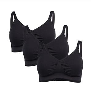 Medela Maternity and Nursing T Shirt Bras, Wirefree Seamless Breastfeeding Bra, 3 Pack 