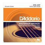 سیم گیتار آکوستیک داداریو D'Addario EJ15 Phosphor Bronze Extra Light Acoustic Strings